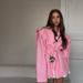 Women's Clothing Shoulder Pad Suit Temperament Commuter V Neck Lace Up Jacket_ecoleips.com