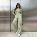 Women's Clothing Gray Knitted Fashionable Temperament One Shoulder Long Sleeved High Waist Wide Leg Pants Commuter Leisure Suit_ecoleips.com