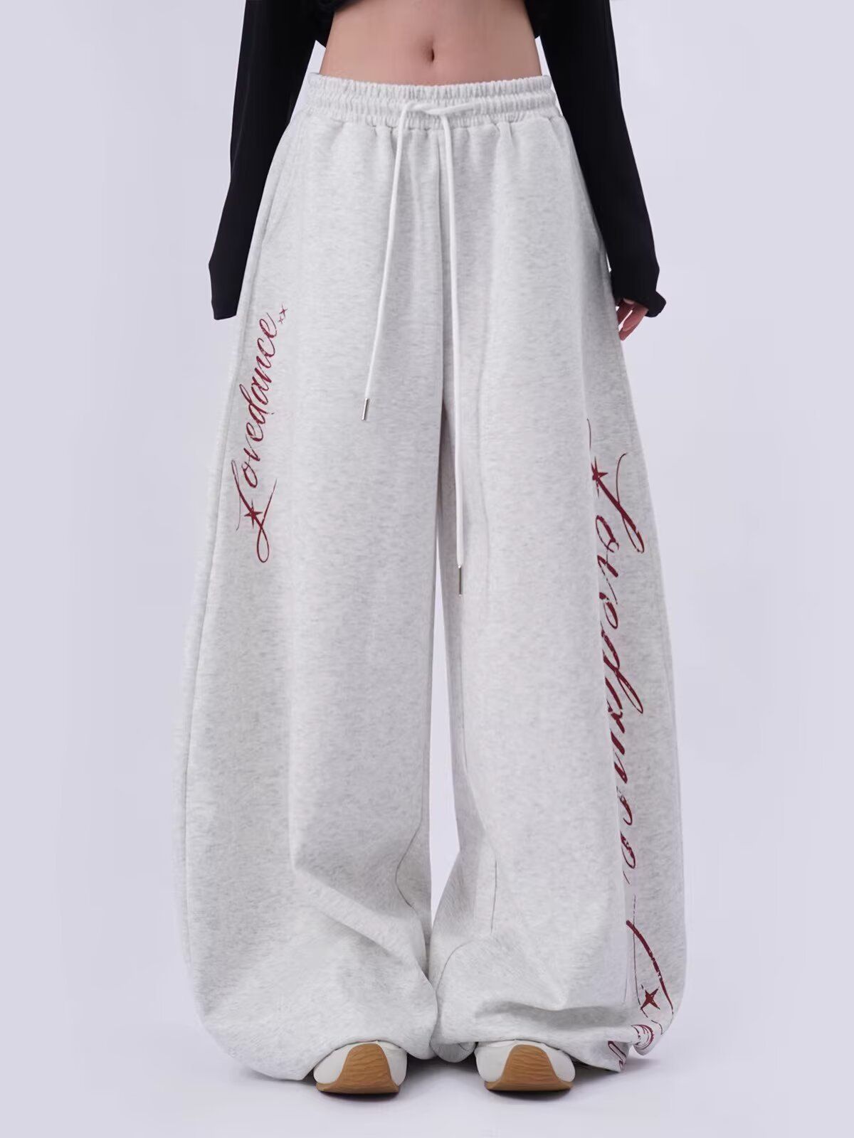 Women's Wide Leg Jogger Sweatpants American Hip Hop Style Slimming Jazz Dance Trendy Curved Pants Spring Fashion_ecoleips.com