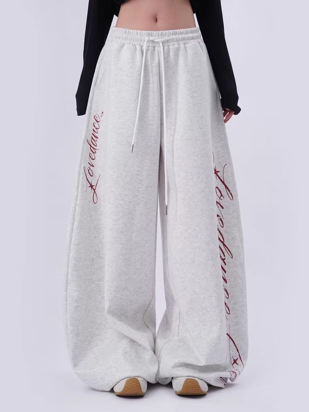 Women's Wide Leg Jogger Sweatpants American Hip Hop Style Slimming Jazz Dance Trendy Curved Pants Spring Fashion_ecoleips.com