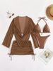 Aria Basics European American Style Two-piece Women, Sexy Four-piece Set With Sheer Cover-up And Tie-up Bikini, New Cross-border_ecoleips.com