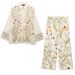 Women's Stylish Long Sleeve Shirt Wide Leg Pants Set Korean Minimalist Casual Wear Comfortable Polyester Outfit_ecoleips.com