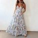 Lady Fashion Off Shoulder Pleated Beach Dress Casual Backless Suspender Bohemian Dresses Summer Vacation Sleeveless Long Dress_ecoleips.com