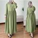 Muslim Middle Eastern Robe Zipper Round Neck Puff Sleeve Loose Dress Elegant Ethnic Style_ecoleips.com
