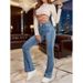 French Style Women's Flared Jeans Seam Detail Cross Border Hot Selling Item Denim Clothing_ecoleips.com