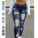 Cross-border Foreign Trade European And American Women's Jeans, Elastic Mid-waist, Ripped, Slim-fit, Washed Skinny Jeans_ecoleips.com