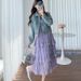 Autumn New Korean Fashion With Strap Cake Skirt And Denim Jacket Two-Piece Set Maternity Dress_ecoleips.com