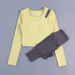 Yoga Suit With Chest Pad Long Sleeved Sports Top New Fitness Suit Pilates Training Suit_ecoleips.com