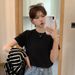 92% Cotton Front Shoulder Crew Neck Short-sleeved T-shirt Women's Korean Version Loose Summer New Solid Color Small Inner Top_ecoleips.com