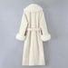 Big Fur Collar Belt Woolen Coat Women's New Temperament Long Double-sided Long-sleeved Coat_ecoleips.com