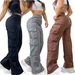 High-Waisted Cargo Pants Women's Wide Leg Multi-Pocket Streetwear Pants – Utility Chic (Black, Grey, Light Brown)_ecoleips.com