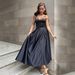 Women's high-end dress French dress sexy hollow suspender skirt three-dimensional flower mid-length skirt_ecoleips.com