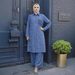 Modest Set Modest Muslim Women's Outfit – Printed Loose Tunic & Wide Leg Pants Set Cotton Blend Hijab-Friendly Lounge Wear For Home & Office_ecoleips.com