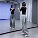 Women's High-Waisted Wide Leg Jeans Retro Washed Distressed Scimitar Design Floor-Length Pants Flowy Petite Fit Autumn/Winter Style_ecoleips.com