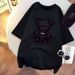 Women's Short Sleeve T-Shirt Korean Style Loose Fit Summer Fashion Embroidered Bear Top For Spring And Summer_ecoleips.com