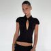 2025 Autumn Winter New Fashion Hot Girl Cardigan Buttoned Turn-down Collar Short Sleeve T-shirt Tops Wholesale_ecoleips.com