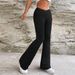 Voya Women's European And American 2026 Casual Sports For Women Summer New V-Waist Slimming Flared Long Pants_ecoleips.com
