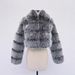Women's Winter Faux Fox Fur Coat - Round Neck Spliced Artificial Fur Jacket, Fashionable & Warm Outerwear For Cold Weather_ecoleips.com