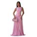 Elegant Solid Color Women's Dress Fashion Sleeveless round Neck Clothing_ecoleips.com