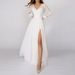 Elegant V-Neck Chiffon Maxi Dress With Flowy Skirt & Long Sleeves – Women's Spring Summer Formal Evening Gown_ecoleips.com