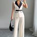 Temperament Elegant Wind Tube Top Straight Trousers Women's Suit Women's Vest Suit_ecoleips.com