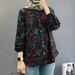 Women's Clothing Muslim Floral Shirt Fashion Puff Sleeve_ecoleips.com