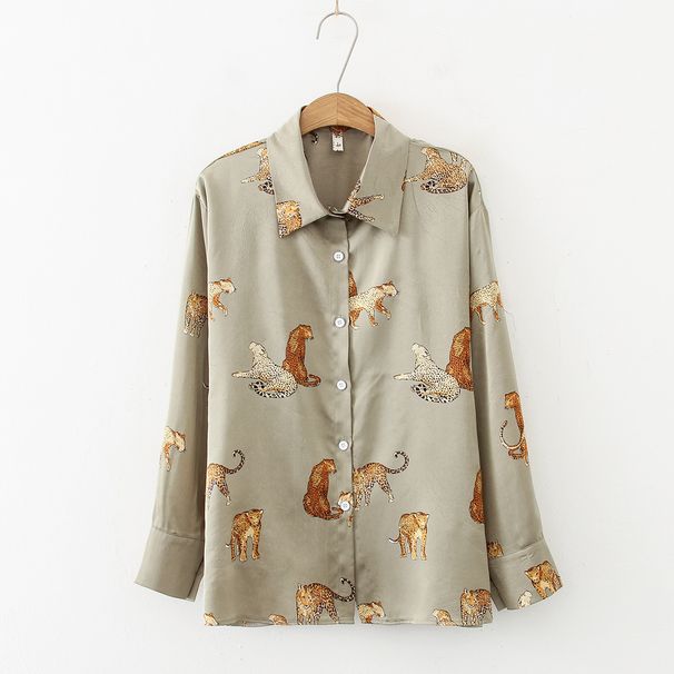 Verve Women's Clothing 2025 Autumn New Fashion Leopard Animal Print Long Sleeve Shirt Top For Women_ecoleips.com