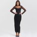 New Sleeved Mesh Fashion Long V-Neck Low Cut Split Hip Bag Skirt Wind Dress_ecoleips.com