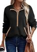 Women's Lightweight V-Neck Pullover – Half-Zip Sweatshirt For Fall (S-XXL, Polyester Blend)_ecoleips.com