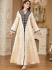 Women's Ethnic Style V Neck Dress Urban Commuter Embroidered Casual Long Sleeved Cross Border Robe Fashionable Tribal Clothing_ecoleips.com