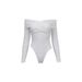 Women's Elegant Off-Shoulder Bodysuit European American Style Long Sleeve Slim Fit Top Sexy Pleated Design for Wholesale_ecoleips.com