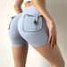 Trendy Bare Sensation Three-Quarter Sexy Yoga For Women High Waist Peach Hip-Lifting Sports Shorts Fitness Pants_ecoleips.com