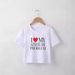 Independent Station Cross-Border European And American Women's Fashion 2024 New Letter Heart Print Slim Fit Crop_ecoleips.com