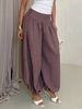 Loose High-Waisted Lantern Pants Women's Casual Cotton Linen Solid Color Drapey European American Style Harem Pants_ecoleips.com
