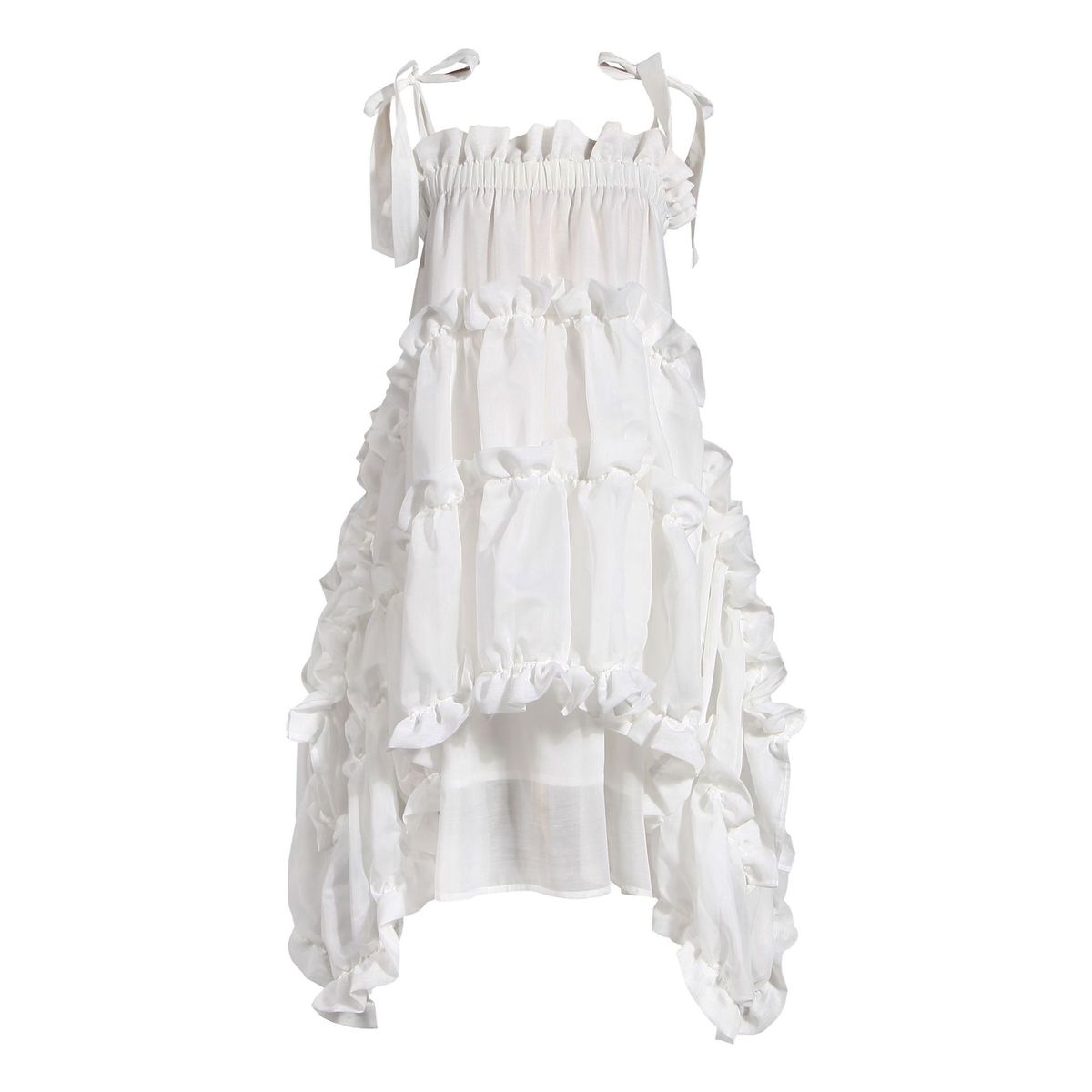 New Two Ways To Wear Imitation Silk Irregular Ruffle Lace Dress_ecoleips.com