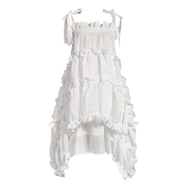 New Two Ways To Wear Imitation Silk Irregular Ruffle Lace Dress_ecoleips.com