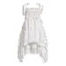 New Two Ways To Wear Imitation Silk Irregular Ruffle Lace Dress_ecoleips.com