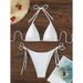 Women's Clothing Women's Style Solid Color Two Piece Swimsuit Sexy Push-Up Deep V Bikini Tight Fitting High End_ecoleips.com