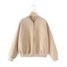 Women's Clothing Bomber Jacket And High-Waisted Fleece Pants Set Casual Loose Fit Sweatshirt Outfit For Spring/Autumn_ecoleips.com