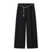 Women's Short Double-Breasted Blazer Set With Chain Belt & Ankle Pants – Elegant Office-To-Evening Outfit (Beige/Black, Sizes Xs-L)_ecoleips.com