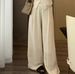 Linen-Blend Vest Set – Wide Leg Pants & Oversized Waistcoat, Minimalist Office-To-Brunch Outfit (Beige/Black/Navy, S-Xxxl)_ecoleips.com