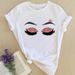 Fashionable Top, Foreign Trade Colorful Lips Cartoon Round Neck Retro Plus Size Women's Clothing, Regular Shoulder_ecoleips.com