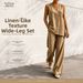 Women's Linen Style Breathable Vest Set plus Size Casual Loose Two Piece Set Wide Leg Pants 2026 New Arrival_ecoleips.com