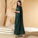 New Heavy Duty Embroidered Beaded Cape Hand Sewn Three Dimensional Flowers Party Robe Dress_ecoleips.com