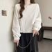 2024 New Round Neck Hoodless Long Sleeve Sweatshirt Loose Fit, Korean Style, Versatile, Short Top For Petite Women,_ecoleips.com