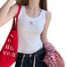 2025 Summer New Embroidered Round Neck Camisole For Women, Versatile Slim Fit Base Shirt, Sleeveless Top_ecoleips.com