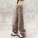 Women's Clothing Women's High-Waisted Straight Leg Jeans Loose Fit Slimming Wide Leg Denim With Starry Sky Rhinestone Print For Autumn_ecoleips.com