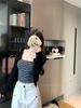 Korean-style Button-striped Camisole Cardigan Set, Autumn Version, Short Slim-fit Long-sleeve Top Two-piece Set_ecoleips.com