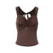 AD978 Summer New Slim-Fit Pleated Knit Camisole Short Solid Color Sleeveless Top For Layering Or Outerwear_ecoleips.com