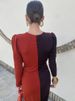 JULISSA MO Patchwork Long Sleeve Slit Women Maxi Dress Green Deep V-neck Ruched Autumn Winter Skinny Elegant Party Evening Dress_ecoleips.com